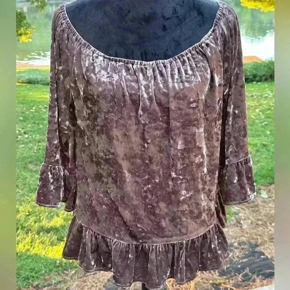 Anthropologie Sanctuary Top On Off shoulder Velour Purple Large Whimsigoth - Picture 1 of 6